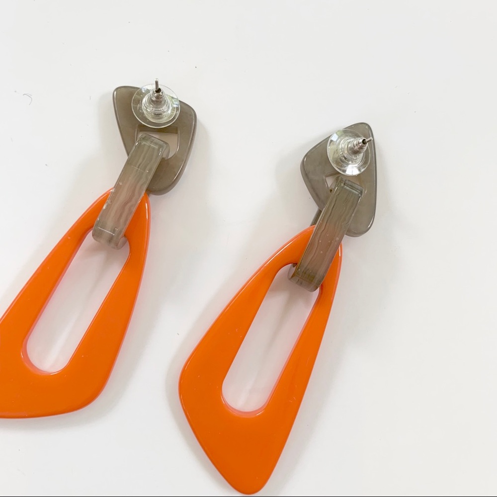 Geometric Shape Acrylic Linked Drop Earrings NWT - Picture 4 of 6